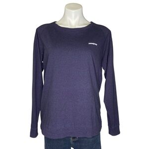 PATAGONIA Long Sleeve Graphic Tee Two Sided Heather Blue Large Regular Fit